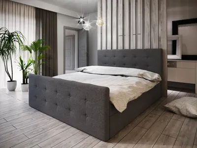 Zdjęcie produktu dla Łóżko małżeńskie boxspring VASILISA 1 – 180 x 200, ciemnoszare