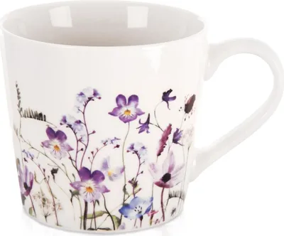 Produktbild von Orion | Kaffeebecher - mit Henkel - aus Porzellan - 430 ml - Weiß - Blumenmotiv - Spülmaschinenfest - LOUKA