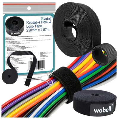 Immagine prodotto di WOBELL | Nastro in velcro biadesivo, resistente, per organizzare cavi e tubi per piante, larghezza 2,5 cm, lunghezza 4,6 m, per legare