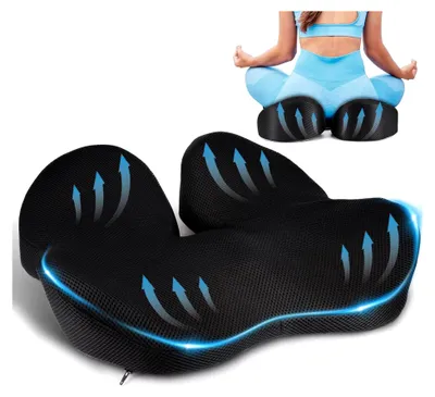 Produktbild von Orthopädisches Sitzkissen, Steißbeinsitzkissen für Auto, Sofa, Büro und Rollstuhl (Schwarz)