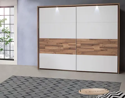 Produktbild von Schwebetürenschrank Kleiderschrank 270cm Stabeiche weiß Ausführung wählbar