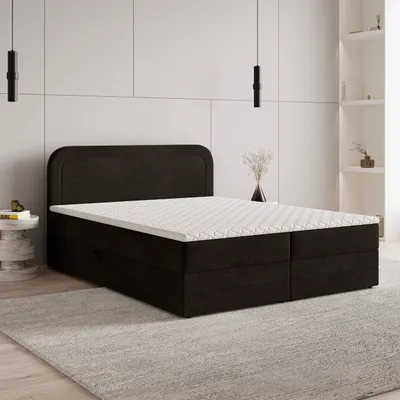 Produktbild von Masseno Boxspringbett ARMEL 180x200 cm Komplett-Set mit Bonell Matratze und Topper, Polsterbett mit Bettkästen -Braun, MONOLITH 29