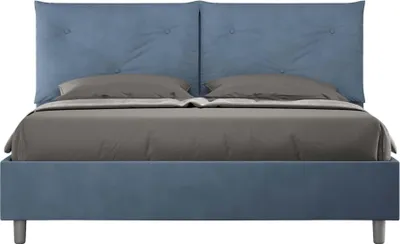 Produktbild von ITYHOME - Gepolstertes Bett mit Lattenrost 160x190 mit Mikrofaserbezug Blau Appia