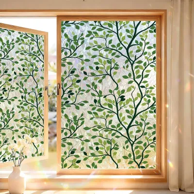 Image de Film pour fenêtres, 2 pièces, 45 x 120 cm – Film d'intimité statique – Film décoratif pour vitres, effet verre dépoli – Sans colle – Pour fenêtres et portes - Pack B