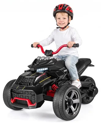 Productafbeelding van COSTWAY Kinderquad elektrisch, geschikt voor kinderen vanaf 3 jaar, 12V. Kinderquad met een snelheid van 3–7 km/h, elektrische auto met snelheidregeling, 2 motoren, vooruit- en achteruitfunctie, en LED-koplampen