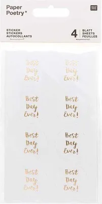 Produktbild von 4 Blatt weiße Aufkleber für den besten Tag aller Zeiten