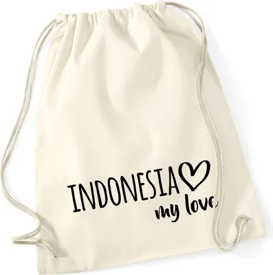 Produktbild von Huuraa Turnbeutel Indonesia my love 12 Liter Natural Baumwolle Rucksack Geschenkidee