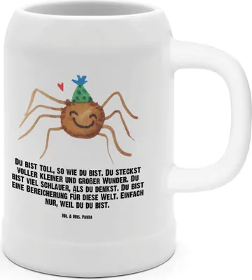 Produktbild von Mr. & Mrs. Panda Krug Spinne Agathe Party - Weiß - Geschenk, Selbstliebe, Glück, Bier Humpen, Wunder, Steingutkrug, Merchandise, Motivation, Seidel, Keramikkrug