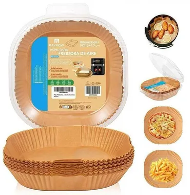 Image de Papier pour friteuse à air chaud, 16-20 cm, carré, 100 feuilles, sans BPA, accessoires pour friteuse à air chaud sans huile