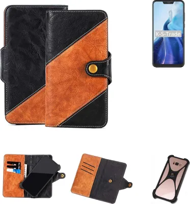 Produktbild von K-S-Trade Handyhülle Schutzhülle Bookstyle Case Wallet-Case kompatibel mit Cubot C20 Handy Cover Bumper Klapphülle schwarz hellbraun 1x