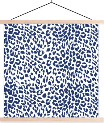 Produktbild von MuchoWow® Textilposter Pantherdruck - Weiß - Blau 120x120 cm mit holzfarbenen Rahmen - Textil-Poster