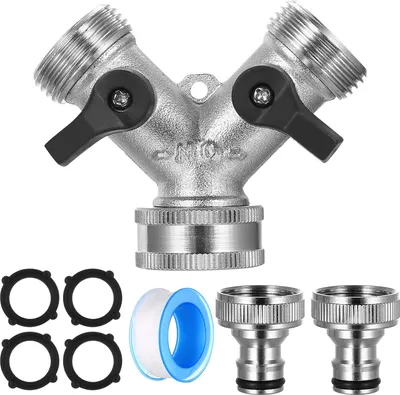 Produktbild von 2 Wege Verteiler Wasser 3/4 Zoll, Wasserhahn Verteilers, Y-verteiler Zulaufschlauch Waschmaschine Geschirrspüler Gartenschlauch 2 Wege Wasserverteiler 3/4 Zoll