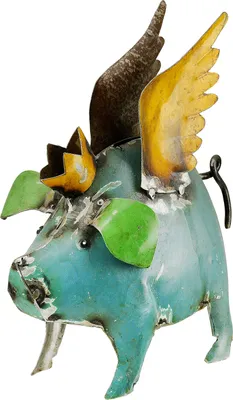 Produktbild von Gilde Spardose, Schwein, "Flying piggy", Eisen, blau, VE 3, L. 10 cm, B. 18 cm, H. 21 cm Höhe: 21.00 cm Breite: 18.00 cm Tiefe: 10.00cm  55893