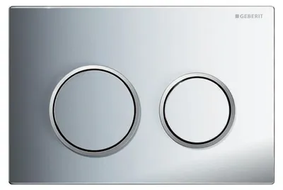 Produktbild von GEBERIT Betätigungsplatte Omega 20 Platte chrom glänzend / Taster chrom glänzend / Dekorringe matt 115.085.KH.1