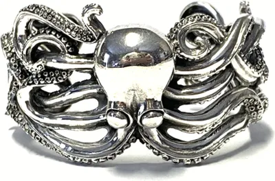 Produktbild von Armreif 925 geschwärzt - Octopus - rustikal Krake Tentakel - Armspange