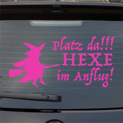 Produktbild von Heckscheibenaufkleber Platz da Hexe im Anflug 55x27 cm Pink Auto Aufkleber Sticker