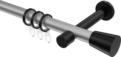 Produktbild von Interdeco Gardinenstange / Vorhangstange Silbergrau / Schwarz, Typ Prestige Sitra (Konus), 20 mm Ø 1-läufig, 520 cm