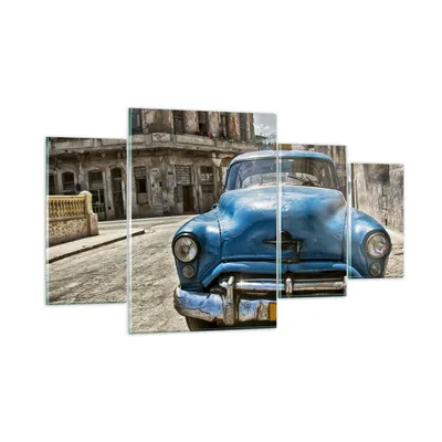 Produktbild von Bilder auf glas - Auto Retro Kuba Havanna - 160x90cm - Glasbilder - Wandbilder - Kunstdruck - zum Aufhängen bereit - Wanddekoration aus Glas - Glas Bilder - Wandbild auf Glas - GDL160x90-2461