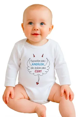 Imagen del producto de Body para bebé con estampado: "Parezco un ángel, pero soy travieso como un diablo", talla 50