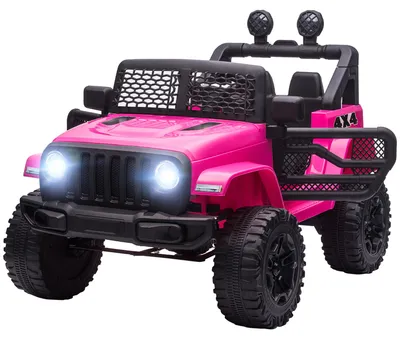 Produktbild von Kinder Elektroauto 12V, Elektro-Kinderfahrzeug mit Fernbedienung, 2 Motoren & LED-Licht, 3-6 Jahre, 100x65x72 cm, Rosa