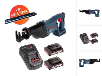 Zdjęcie produktu dla Brzeszczot Bosch z węglików spiekanych gratis Akumulatorowa pilarka szablasta Bosch GSA 18V-LI 18 V + 2x akumulator 2,0 Ah + ładowarka