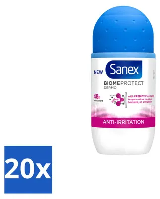 Produktbild von 20 x Sanex BiomeProtect Dermo Anti-Irritation Deo Roll-on 50 ml - Vorteilspackung - 20 Stücke