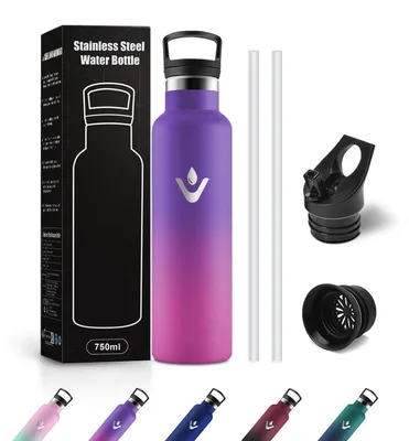Imagen del producto de Botella de agua JAPORIA, acero inoxidable, 750 ml, termo sin BPA, botella de agua con filtro de carbón