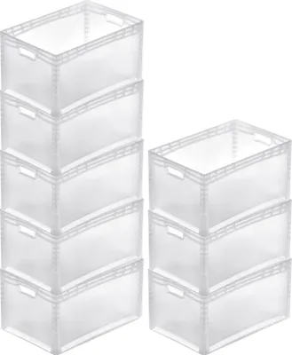 Produktbild von SuperSparSet 6x Transparenter Eurobehälter LightLine mit offenem Griff | HxBxT 32x40x60cm | 66 Liter | Eurobox, Transportbox, Transportbehälter, Stapelbehälter