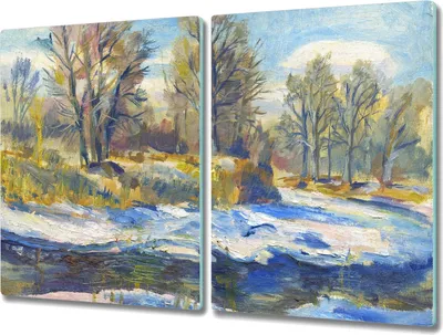 Produktbild von Coloray Herdabdeckplatte 2x40x52 cm Schneidebrett Kochplattenabdeckung Küchenbrett Hackbrett - Winter Schnee Wald Natur
