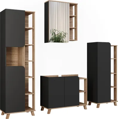 Obrázek produktu pro Koupelnový nábytek Vicco Karen Sonoma/antracit 4 díly, Model 55416