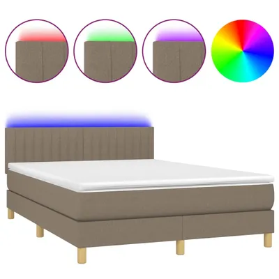 Produktbild von vidaXL Boxspringbett mit Matratze & LED Taupe 140x200 cm Stoff