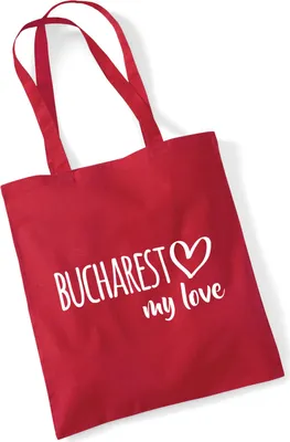 Produktbild von Huuraa Jutebeutel Bucharest my love 10 Liter Classic Red Baumwolle Tasche Geschenkidee