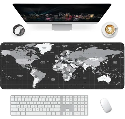 Produktbild von XXL Gaming Mauspad 800x300mm mit Weltkarte und rutschfester Gummibasis