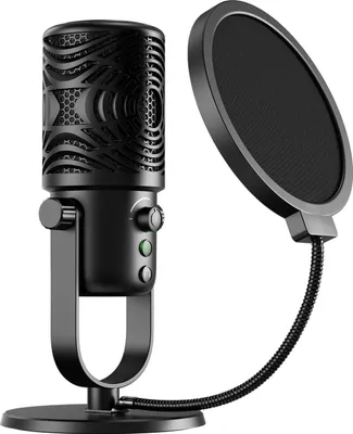 Produktbild von Mikrofon FM1 Schwarz mit Mute-Taste, Kopfhörerausgang & Pop-Filter für PS4/PS5/PC