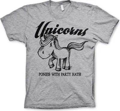 Produktbild von Unicorns - Ponies With Party Hats T-Shirt - X-Large - Heather-Grey