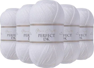 Image de Fil à tricoter double, 5 x 100 g, blanc, pour divers projets de tricot