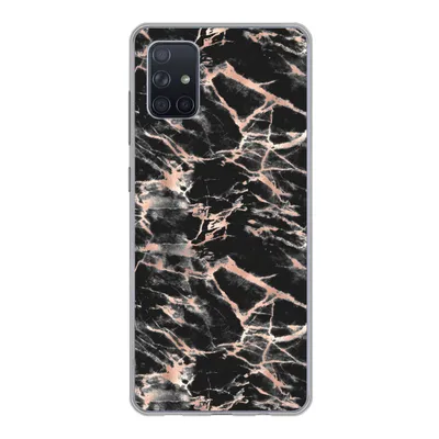 Produktbild von MuchoWow® Handyhülle Schutzhülle Hülle für Samsung Galaxy A71 Roségold - Marmor - Muster - Schwarz Silikon Softcase Handy Hülle - Kartenbesitzer