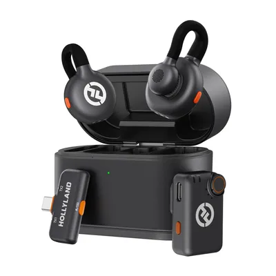 Produktbild von Hollyland Lark M2S Mini Combo (Kamera RX+Type-C RX) Kabelloses Mikrofon für Kamera/iPhone/Android/Laptop, 7 g leicht, Titan-Clip, 300 m Reichweite