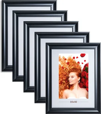 Produktbild von 2er 3er 5er Lifestyle Plexi Foto Rahmen Collage Wanddeko Poster 40D - Farbe: 5er Pack Schwarz | Format: 30x40