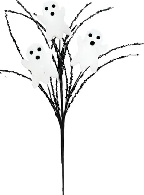 Produktbild von Dekorativer schwarzer Gothic Zweig mit 3 weißen Gespenstern 36 cm