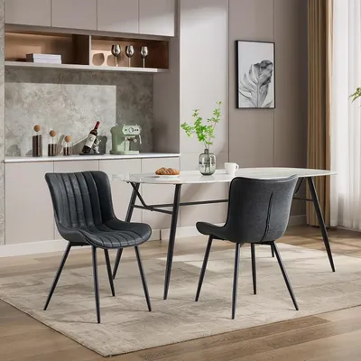Produktbild von Esszimmerstühle - Set aus 2 Stühlen - Küchenstühle - Schwarze Wohnzimmerstühle - Armlose Designs - Moderner Stil