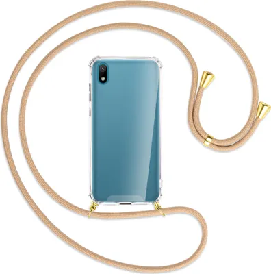 Produktbild von Handykette Backcover-Schutzhülle mit Band (Metall goldfarben) für Huawei Y5 2019 - beige
