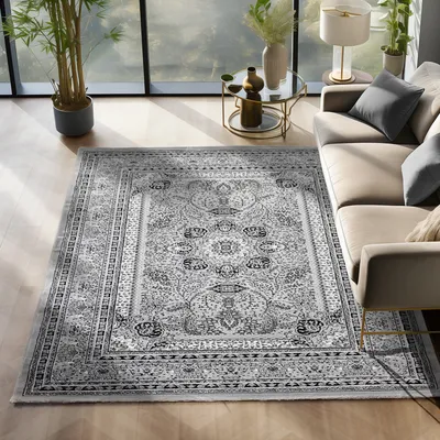 Produktbild von Simpex24 Orientalischer Teppich Wohnzimmer , Schlafzimmer , Esszimmer , Modern Boho Design Teppich , Grau - 1 Größe: 240 x 340 cm