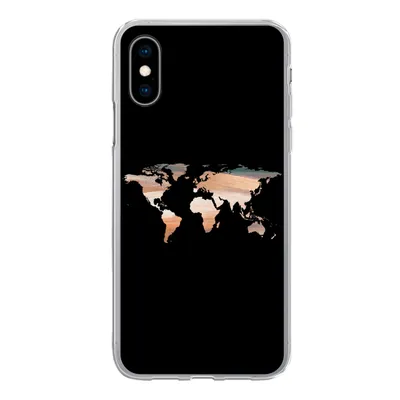 Produktbild von MuchoWow® Handyhülle Schutzhülle Hülle für iPhone X Weltkarte - Farbe - Schwarz Silikon Softcase Handy Hülle - Handyhülle