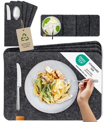 Imagen del producto de Mantel individual de cuero de alta calidad con posavasos, juego para 4 personas