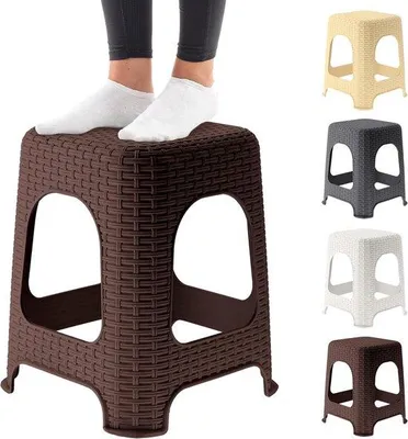 Produktbild von Famanu Hocker aus Kunststoff bis 120 kg - mit rutschfesten Füßen - leichte Sitzgelegenheit - braun