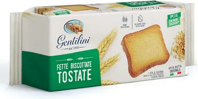 Produktbild von Gentilini Fette Biscottate Tostate dicke geröstete Zwieback Brot n mit weniger Zucker 100% Italienisches Produkt 175g