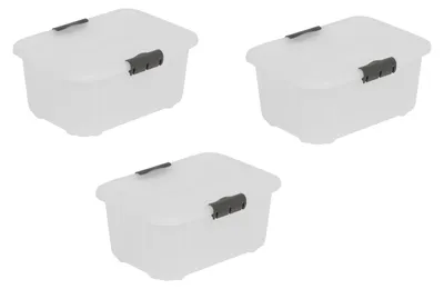 Aufbewahrungsboxen 3er-Set, 8 l, BPA-frei, transparent, stapelbar