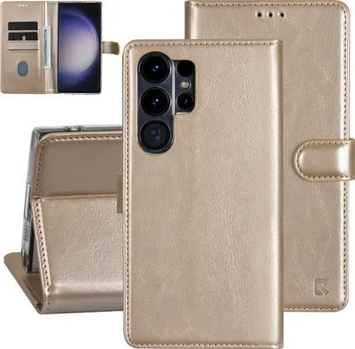 Produktbild von UNIQ Accessory Galaxy S23 Ultra Book type case - Card holder for 3 cards - Magnetic closure - Gold