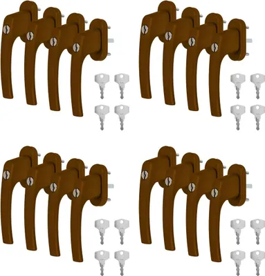 Produktbild von 16 x Alu Fenstergriff in Braun RAL 8008 abschließbar - Stiftlänge 45mm
